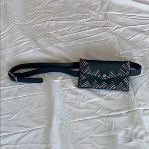 Black belted studded purse